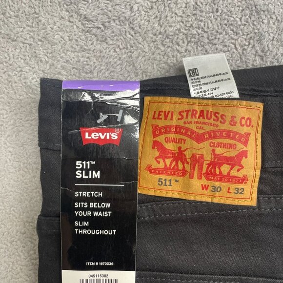 NEW Levis 511 Slim Men's W30 L32 Fit Jeans Black Advanced Stretch - Picture 5 of 9